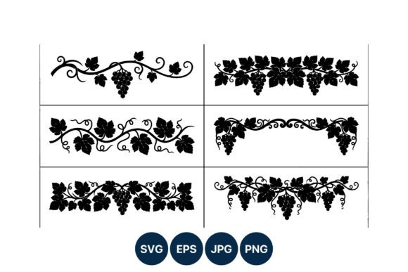 Grapevine Silhouette Borders Vector Art Graphic Illustrations By DesignVectx