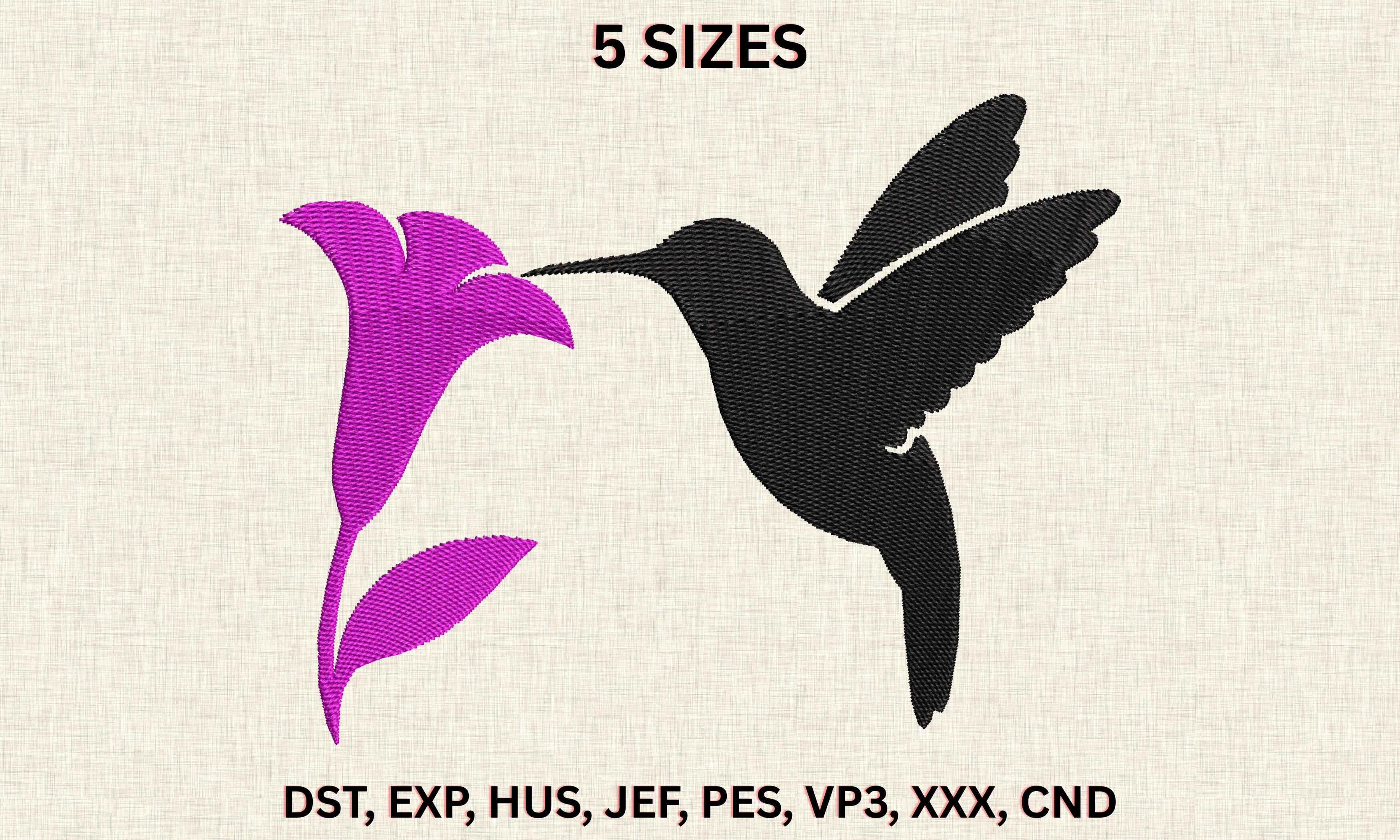 Hummingbird Flower Embroidery DST PES