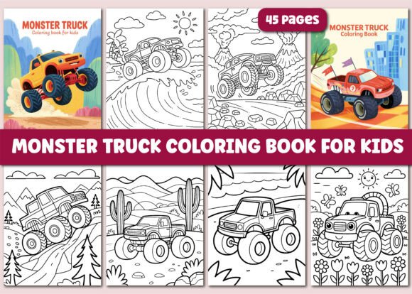 MONSTER TRUCK COLORING BOOK for KIDS