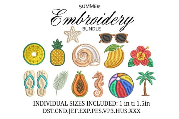 Mini Tropical Summer Bundle X 13 Designs Été Design de Broderie Par Lazy Panda