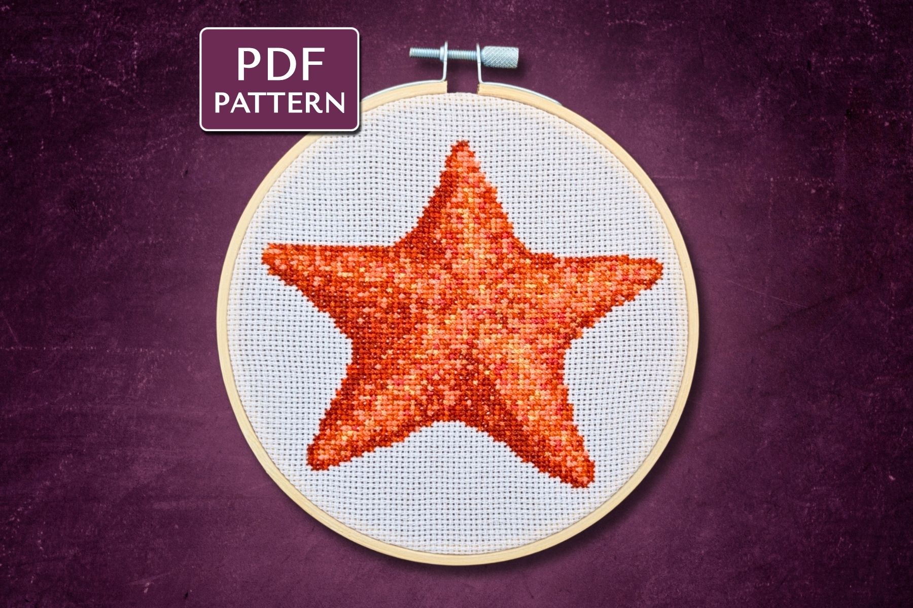 Orange Starfish Cross Stitch Pattern