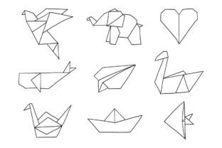 Origami Outline Set Line Art Pack SVG Graphic by Musbila · Creative Fabrica