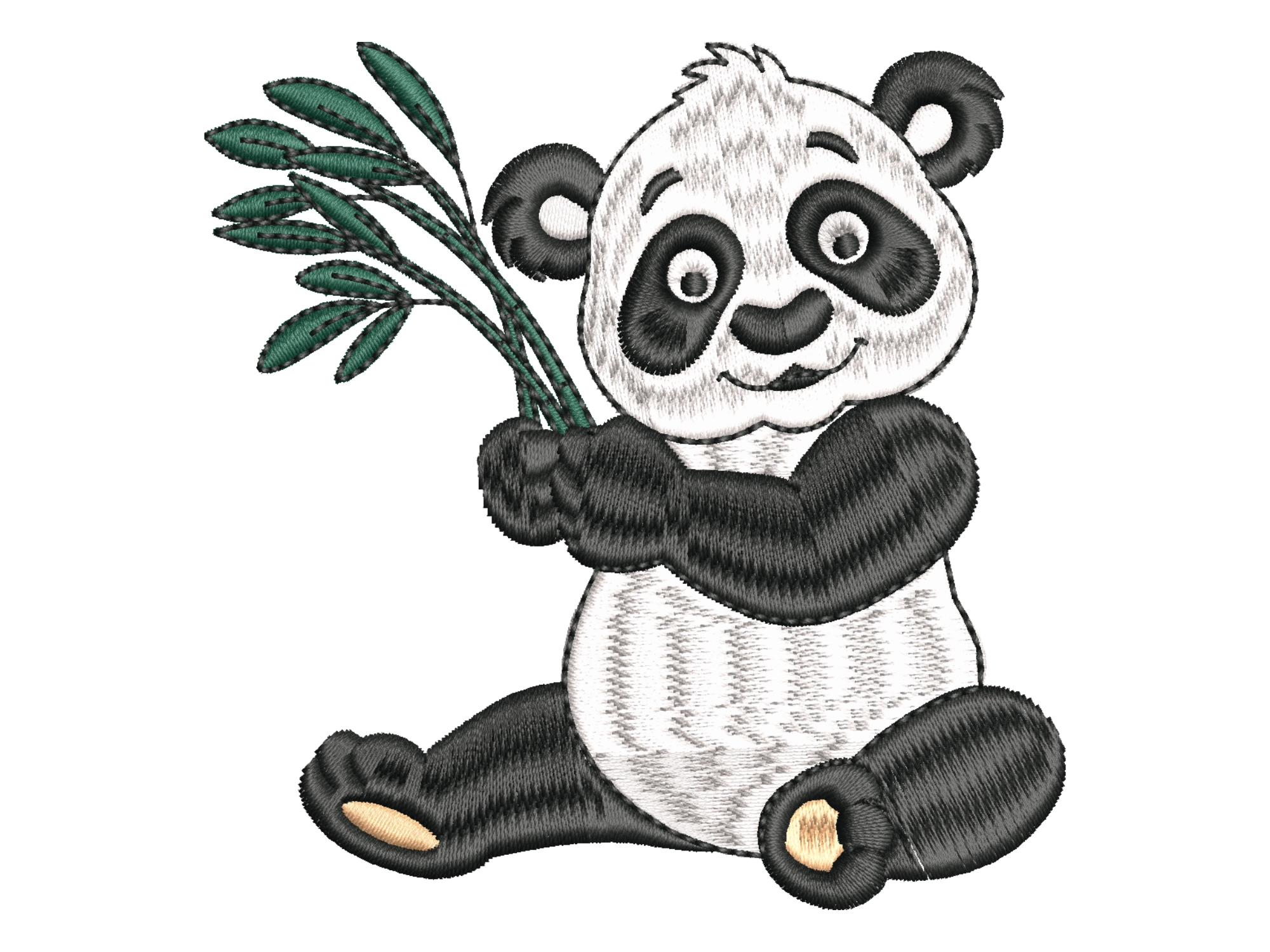 Panda Embroidery Design Bamboo Bear