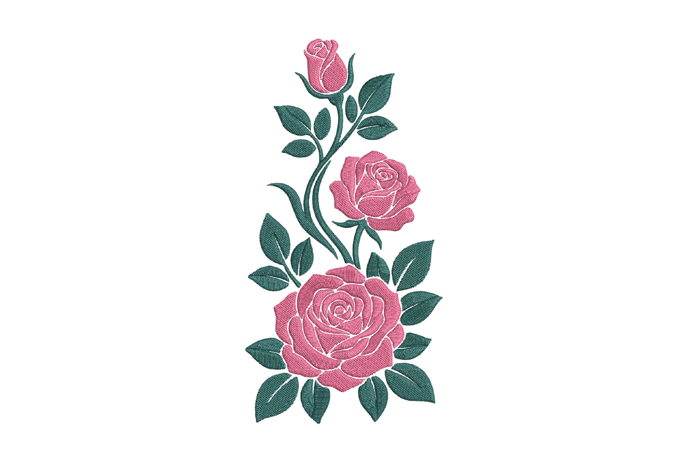 Pink Rose Bouquet Embroidery Design
