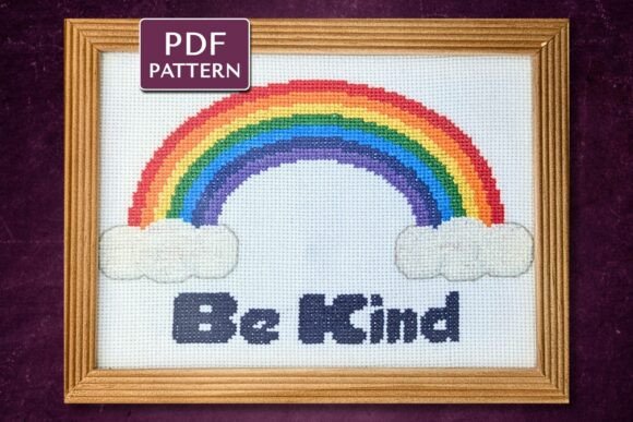 Rainbow "Be Kind" Digital Cross Stitch P