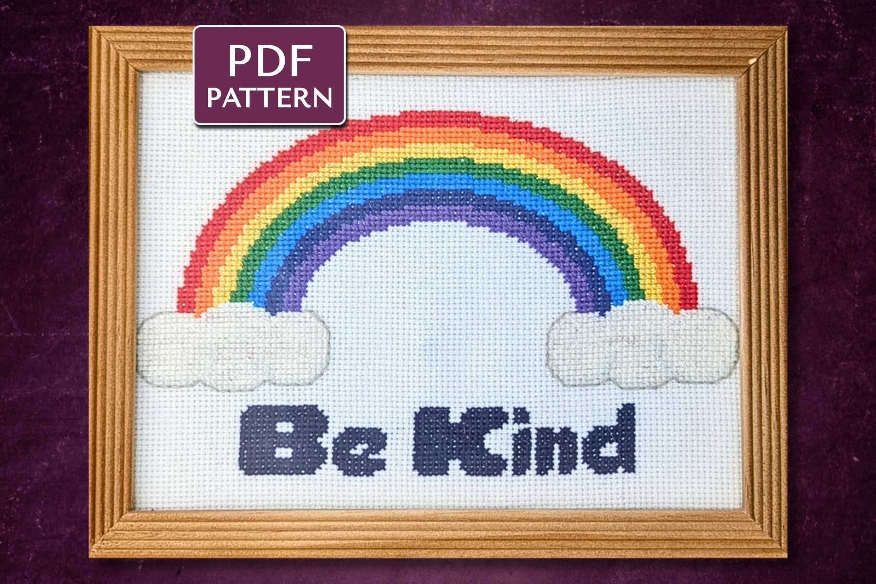 Rainbow "Be Kind" Digital Cross Stitch P