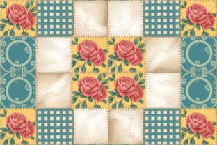 Rustic Rose Patchwork Tile Art Graphic by Motin · Creative Fabrica