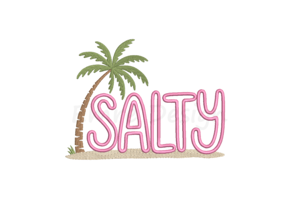Salty Embroidery, Palm Tree Embroidery Spiaggia e Nautica Ricami Di Emre Design