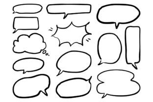 Speech Bubble Set Doodle Line Art SVG