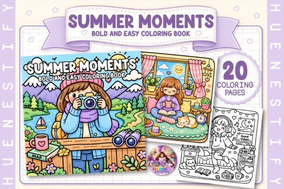Preview of Summer Moments Bold & Easy Coloring Book adult coloring pages