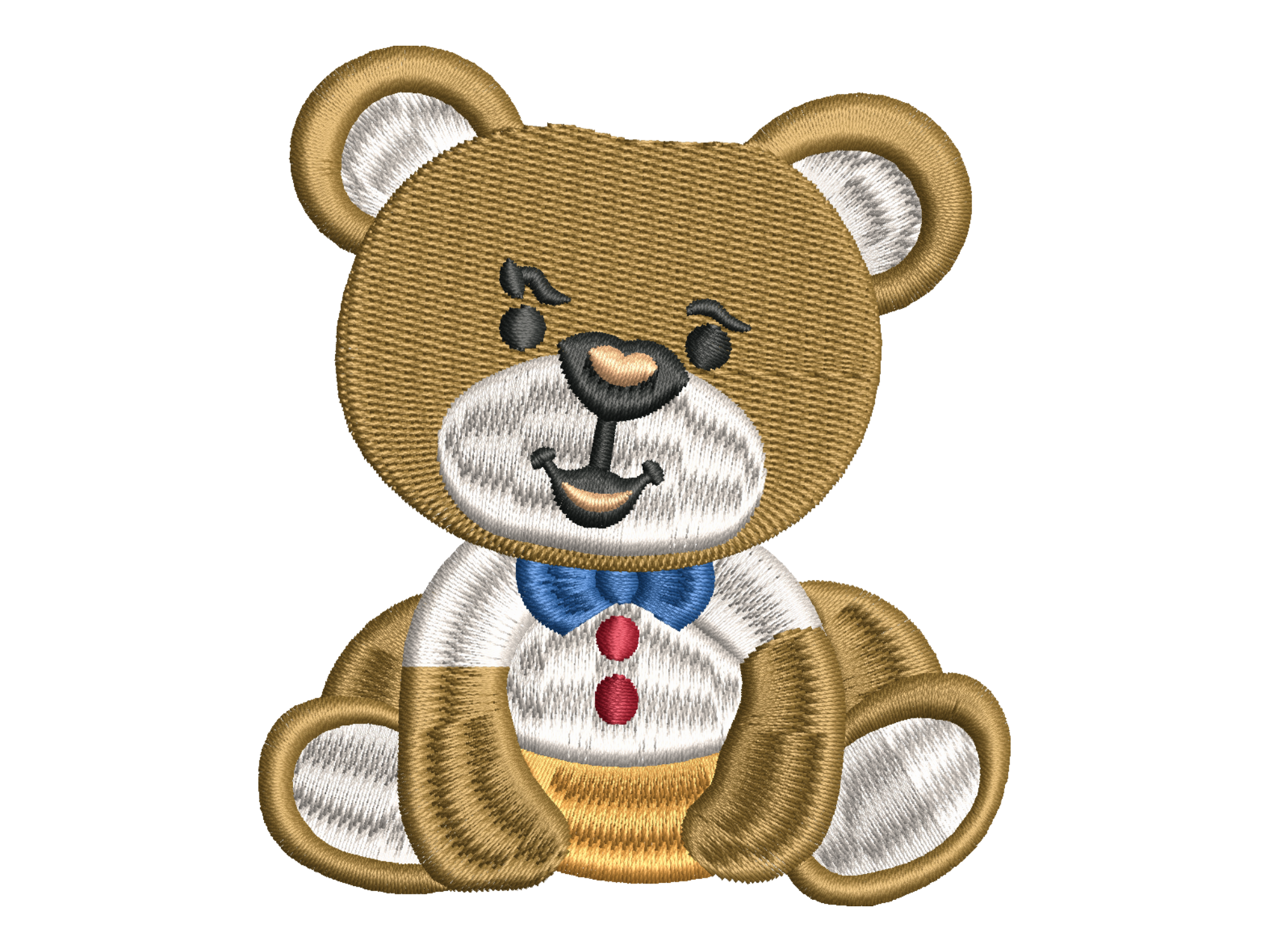 Teddy Bear with Bow Tie Embroidery