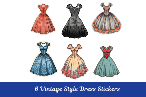 Vintage Dress Ephemera Fussy Cut Sticker