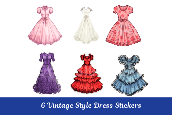 Vintage Dress Sticker Retro Fussy Cuts
