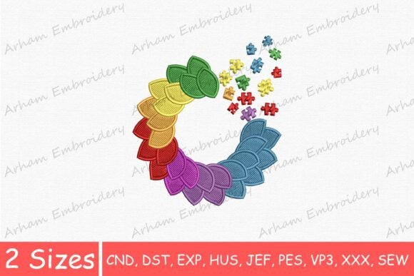 Autism Puzzle Piece Rainbow Circle
