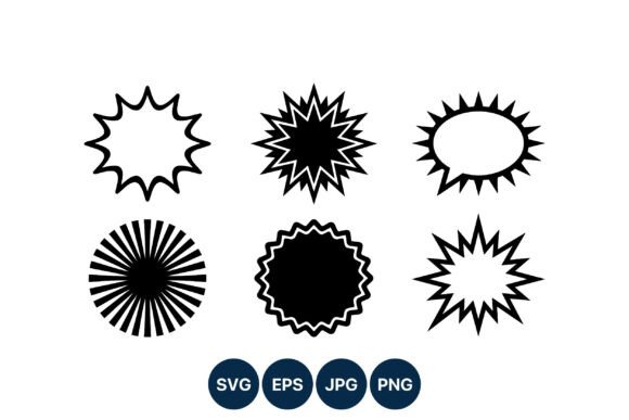 Black White Starburst Shapes Vector