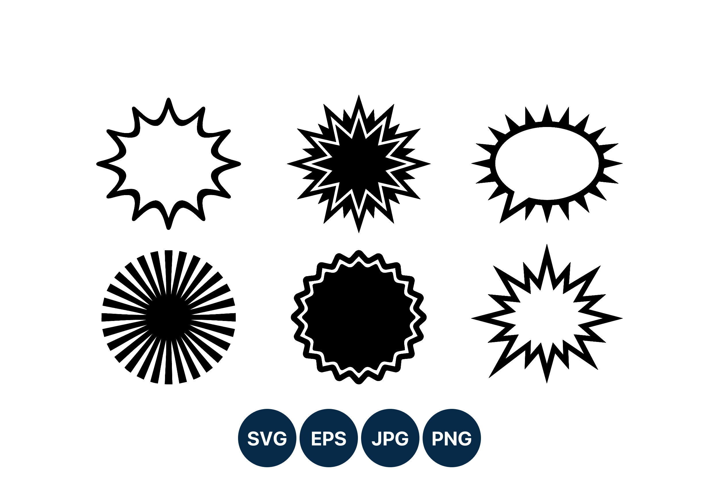 Black White Starburst Shapes Vector