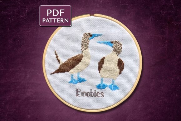 Blue Footed Boobies Cross Stitch Pattern
