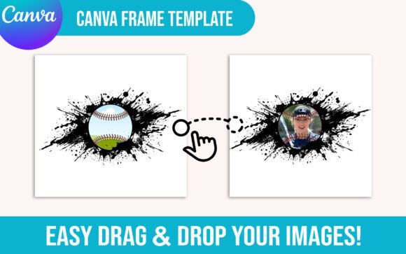 Brushstroke Baseball Canva Frame