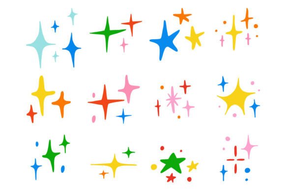 Colorful Sparkle Star Burst Element Set Gráfico Ilustraciones Imprimibles Por Musbila