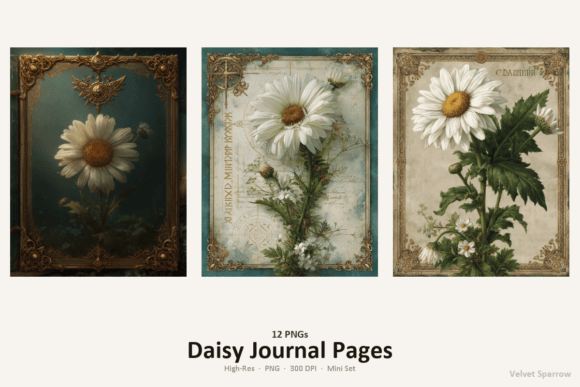Daisy Journal Pages Clipart 12 PNG