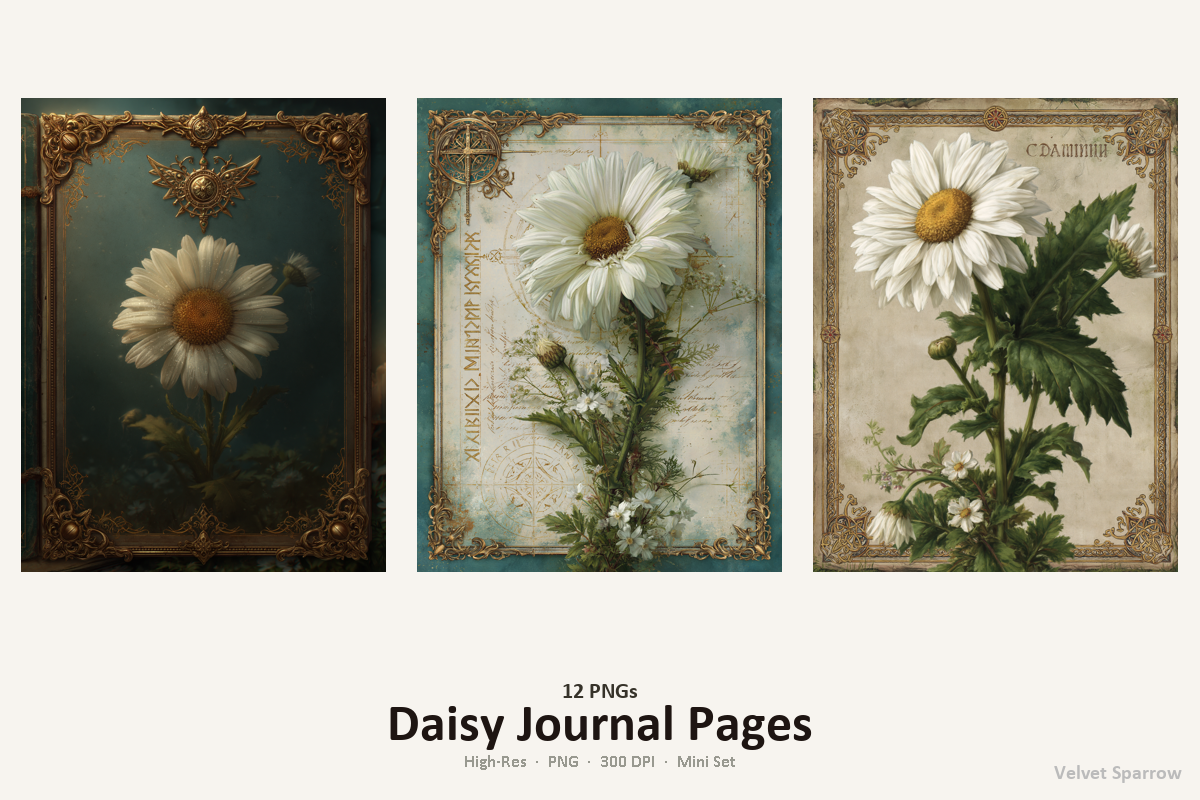 Daisy Journal Pages Clipart 12 PNG