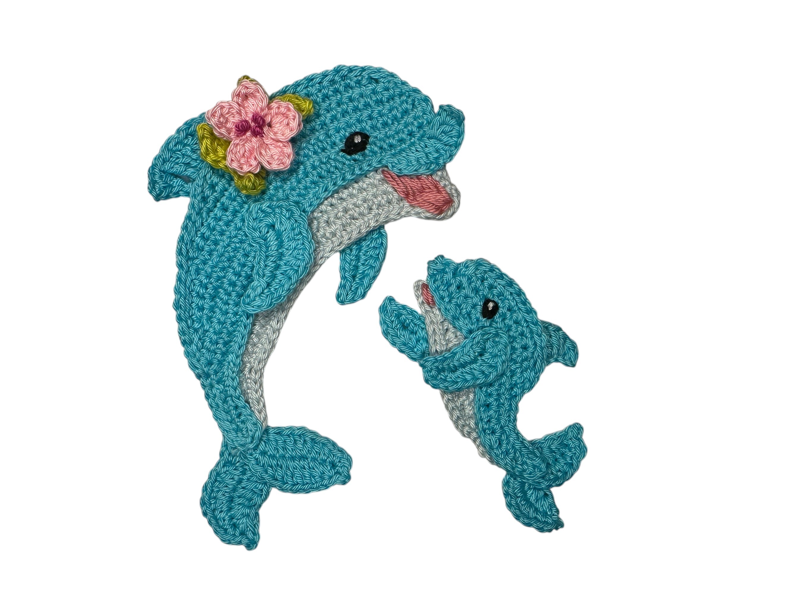 Dolphin Mon & Baby Crochet Applique