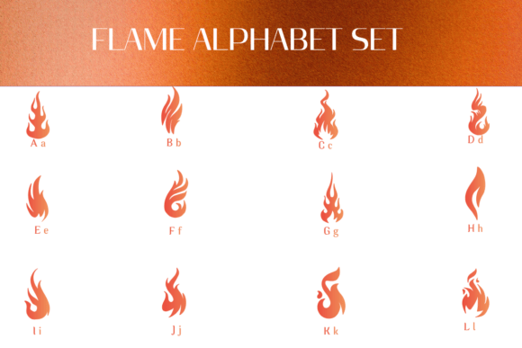 Flame Alphabet Set Font - Preview 1