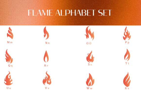 Flame Alphabet Set Font - Preview 2