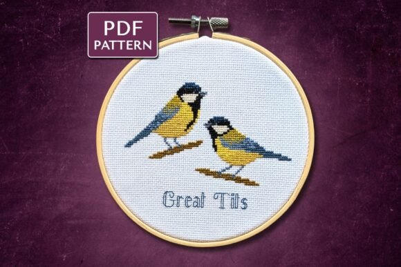 Great Tits Birds Cross Stitch Pattern