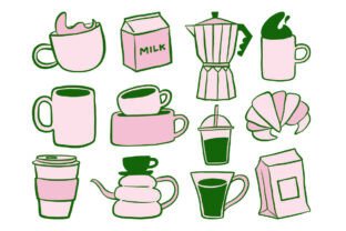 Hand Drawn Coffee Drink Doodle Set Pack