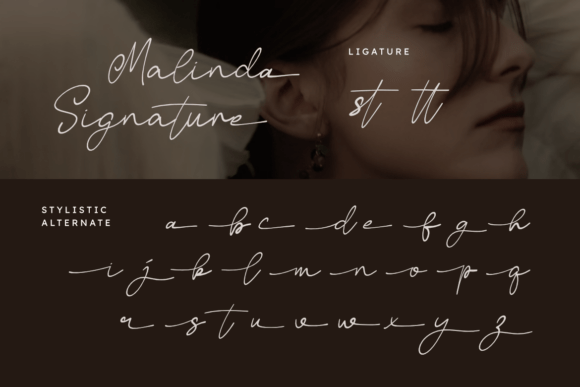 Malinda Signature Font PNG with transparent background - Preview 2