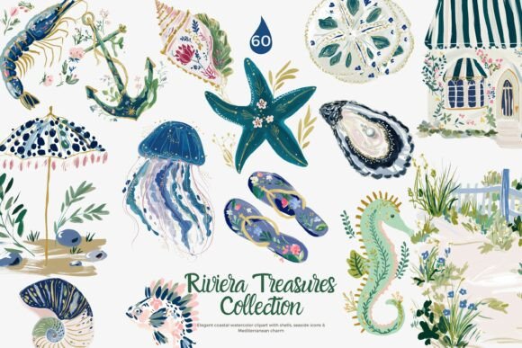 Mediterranean Coastal Clipart Png Set