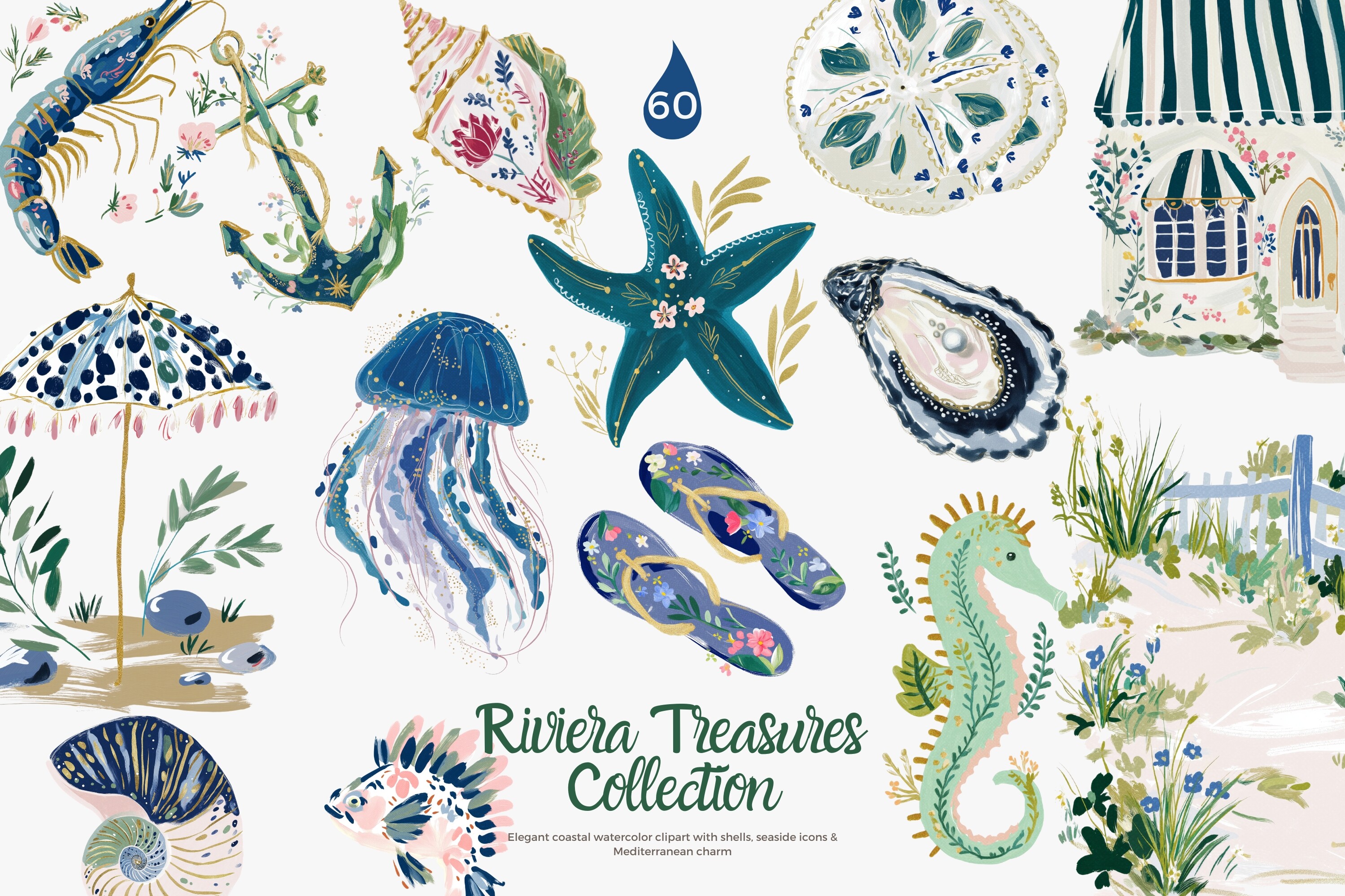 Mediterranean Coastal Clipart Png Set