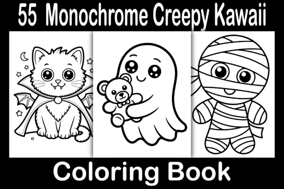 Monochrome Creepy Kawaii Coloring Book