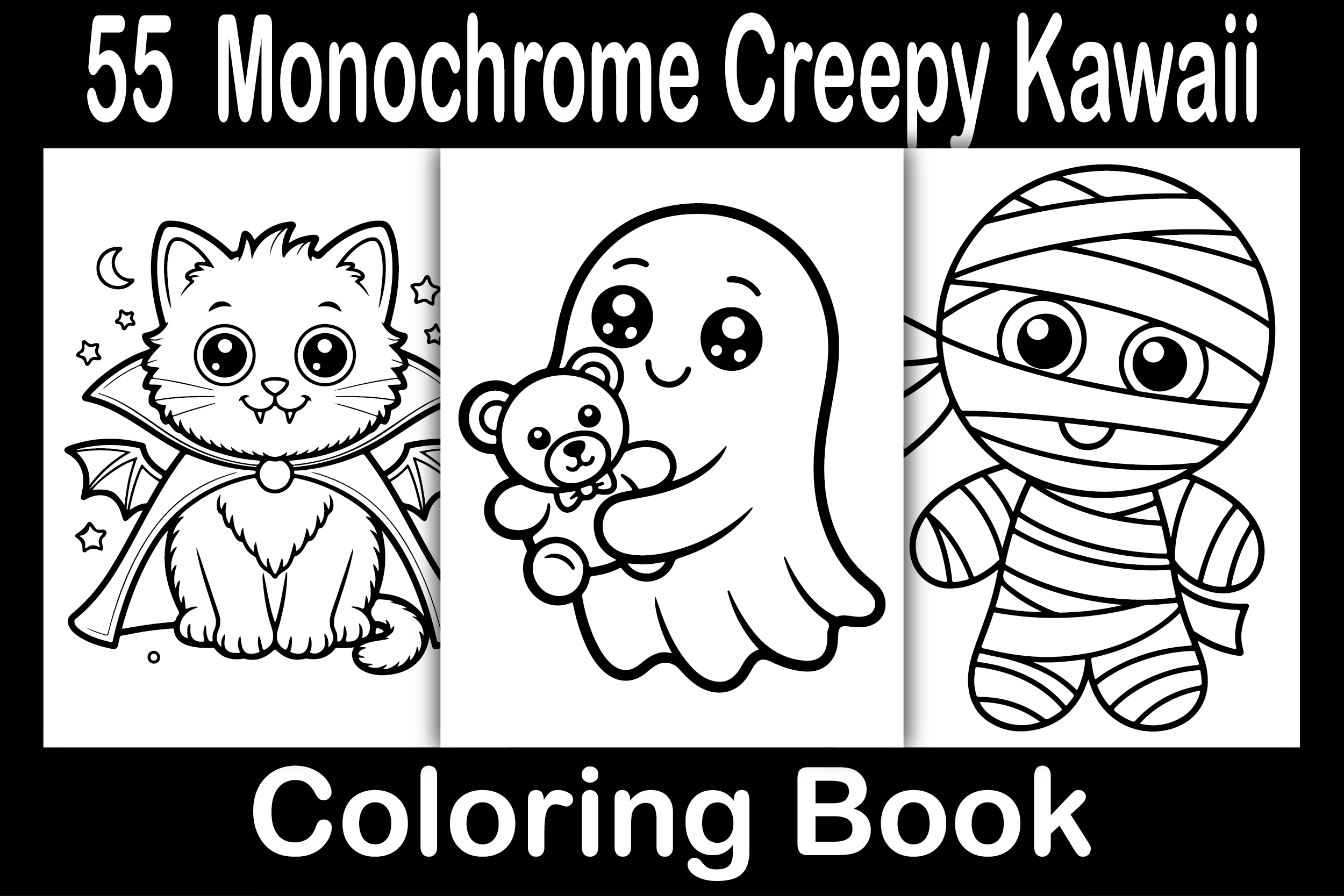 Monochrome Creepy Kawaii Coloring Book