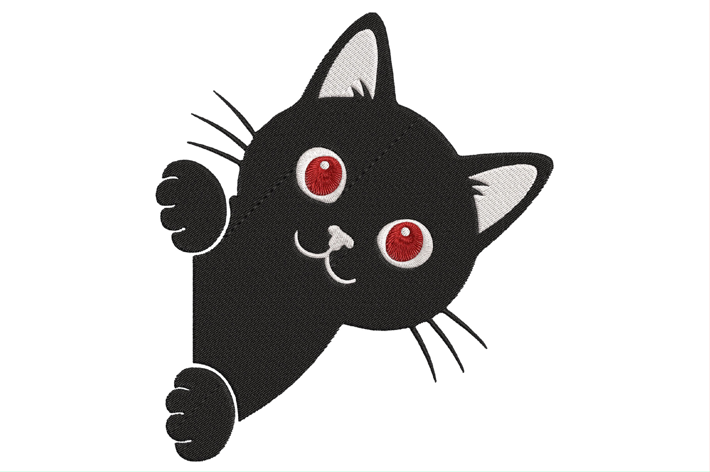 Peeking Black Cat Embroidery Design