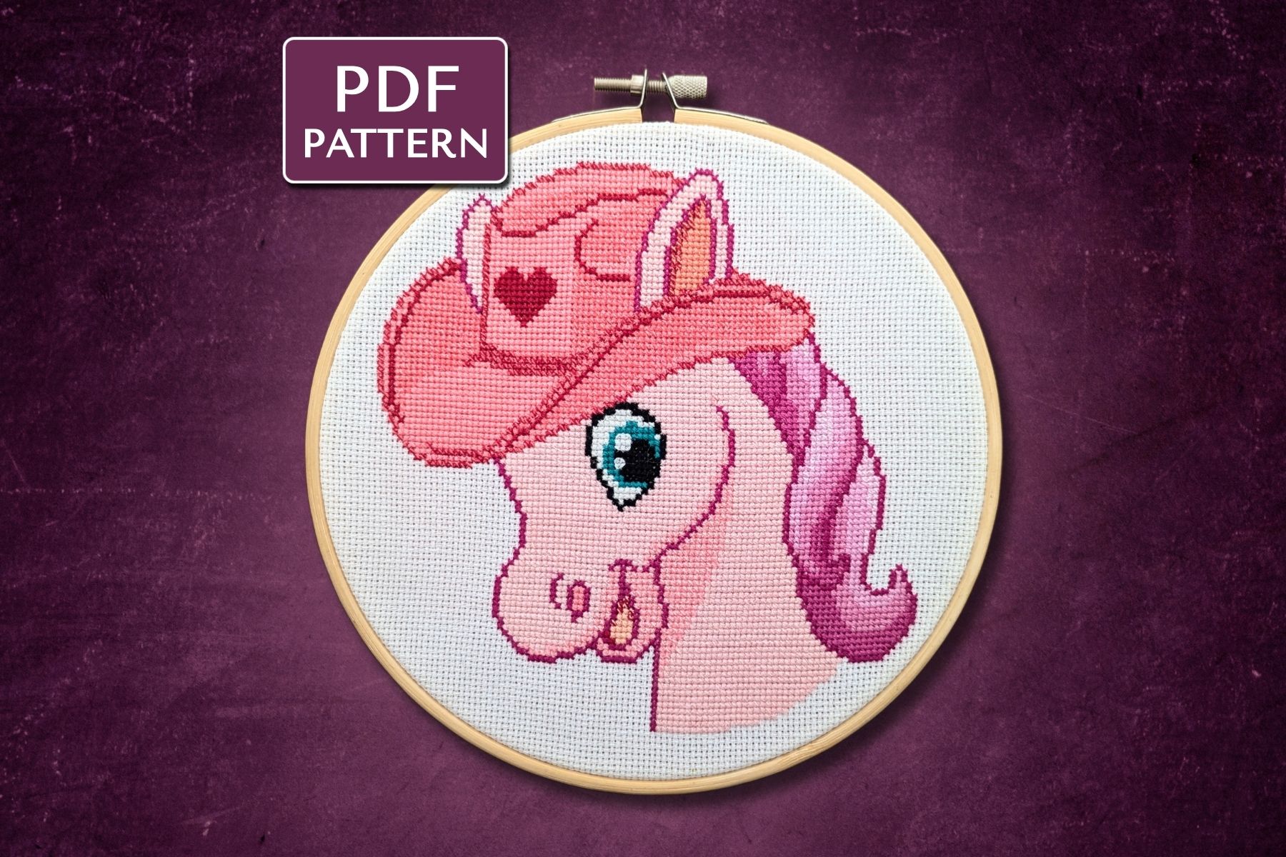 Pink Pony Cross Stitch Pattern
