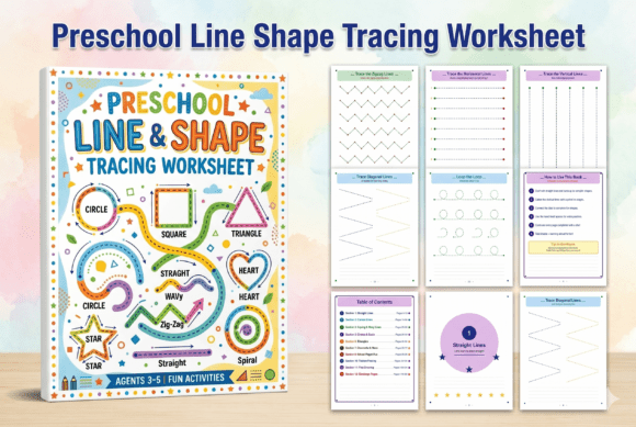 Preschool Line Shape Tracing Worksheet