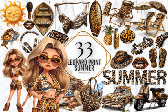 Print Leopard Summer Clipart Graphic by Markicha Art · Creative Fabrica