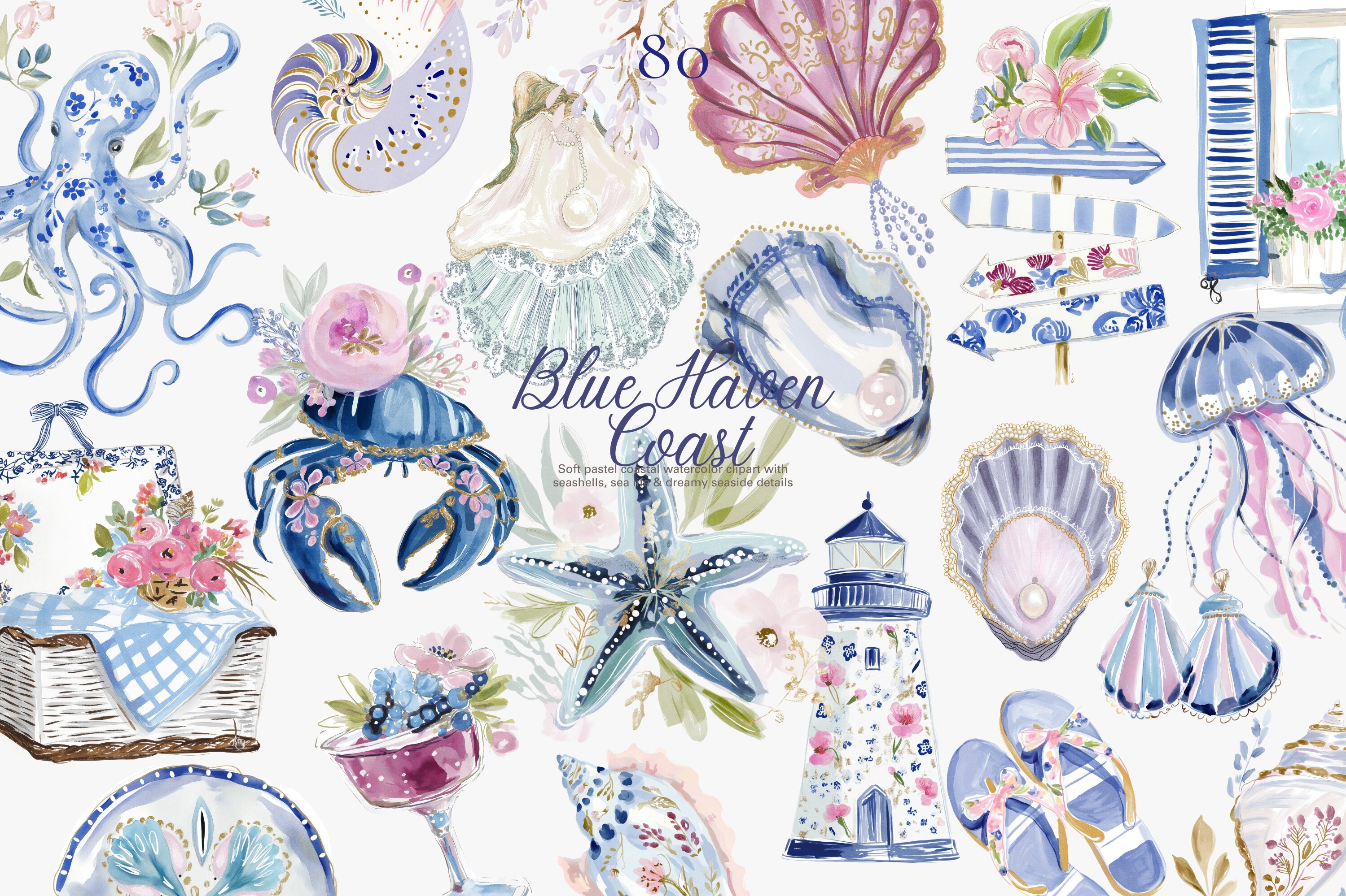 Romantic Coastal Clipart Png Set - photo 1