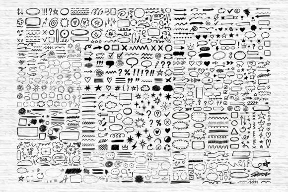 Set of Hand Drawn Doodle Elements Bundle