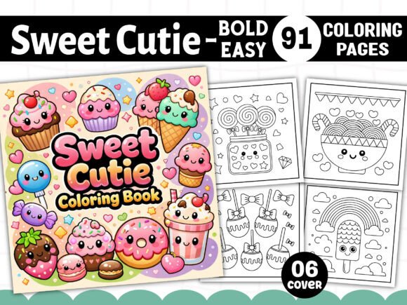 Preview of Sweet Cutie Bold and Easy Coloring Pages adult coloring pages
