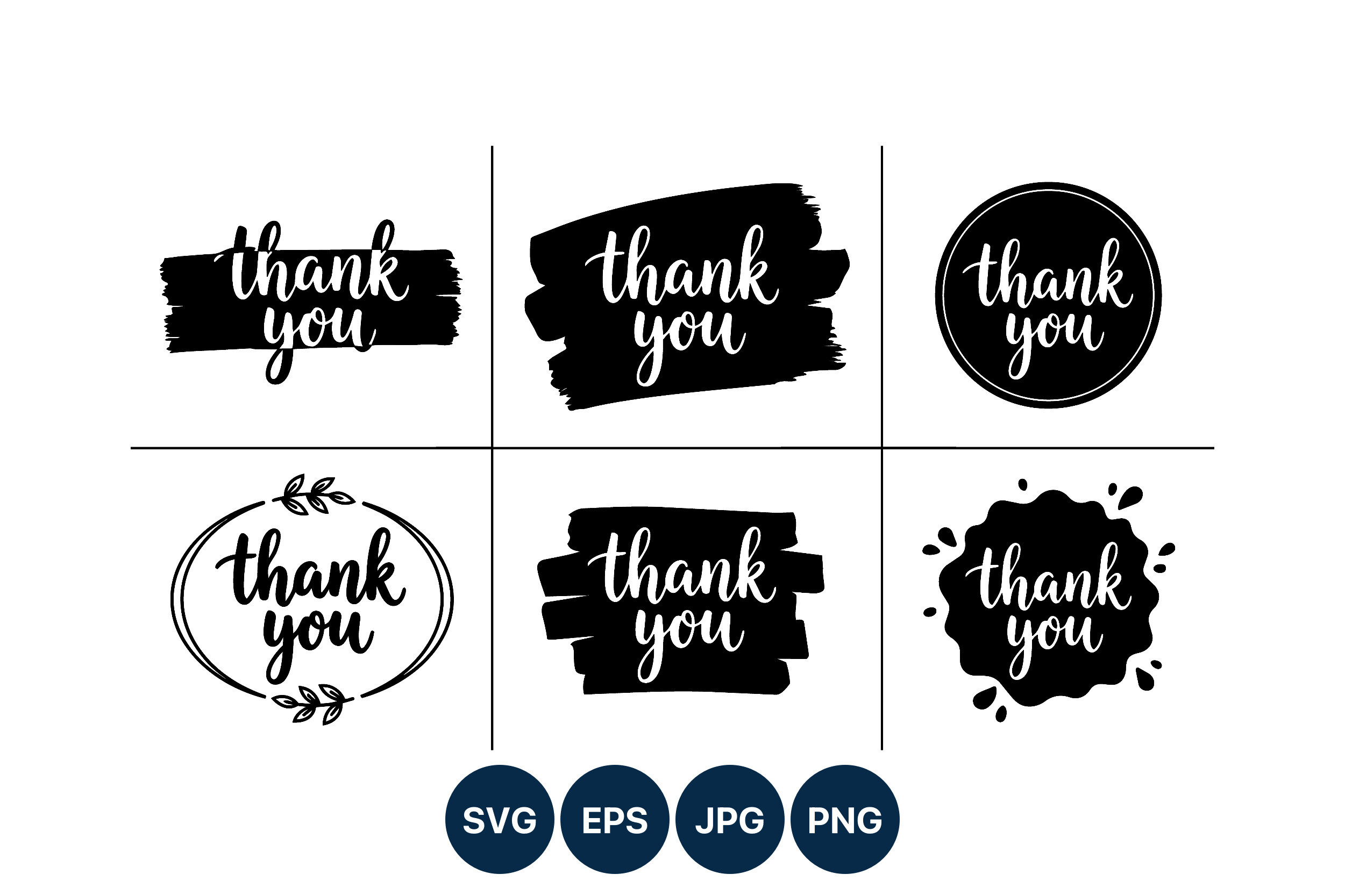 Thank You Script Brush Lettering Vector