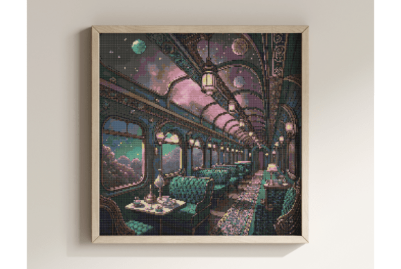 Vintage Steam Train Cross Stitch Pattern