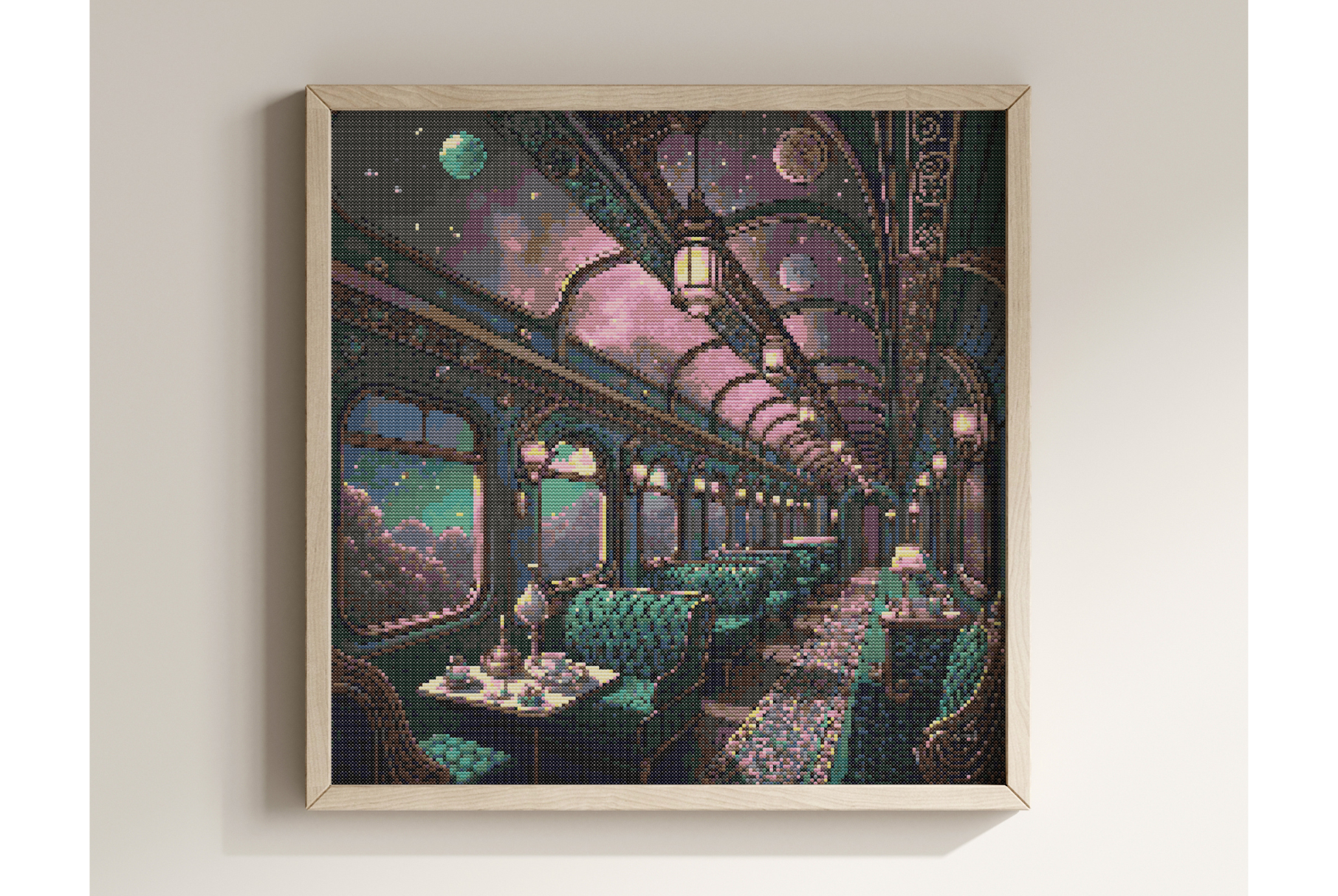 Vintage Steam Train Cross Stitch Pattern