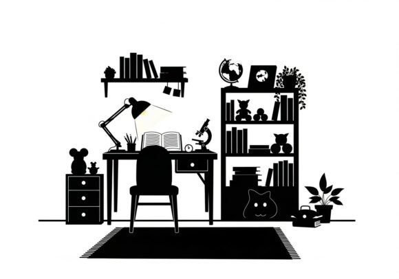 Silhouette Home Office Chair Bookshelf