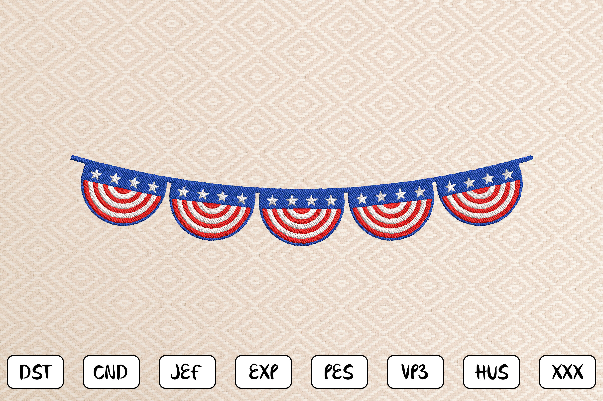 4th of July Bunting Embroidery Design
