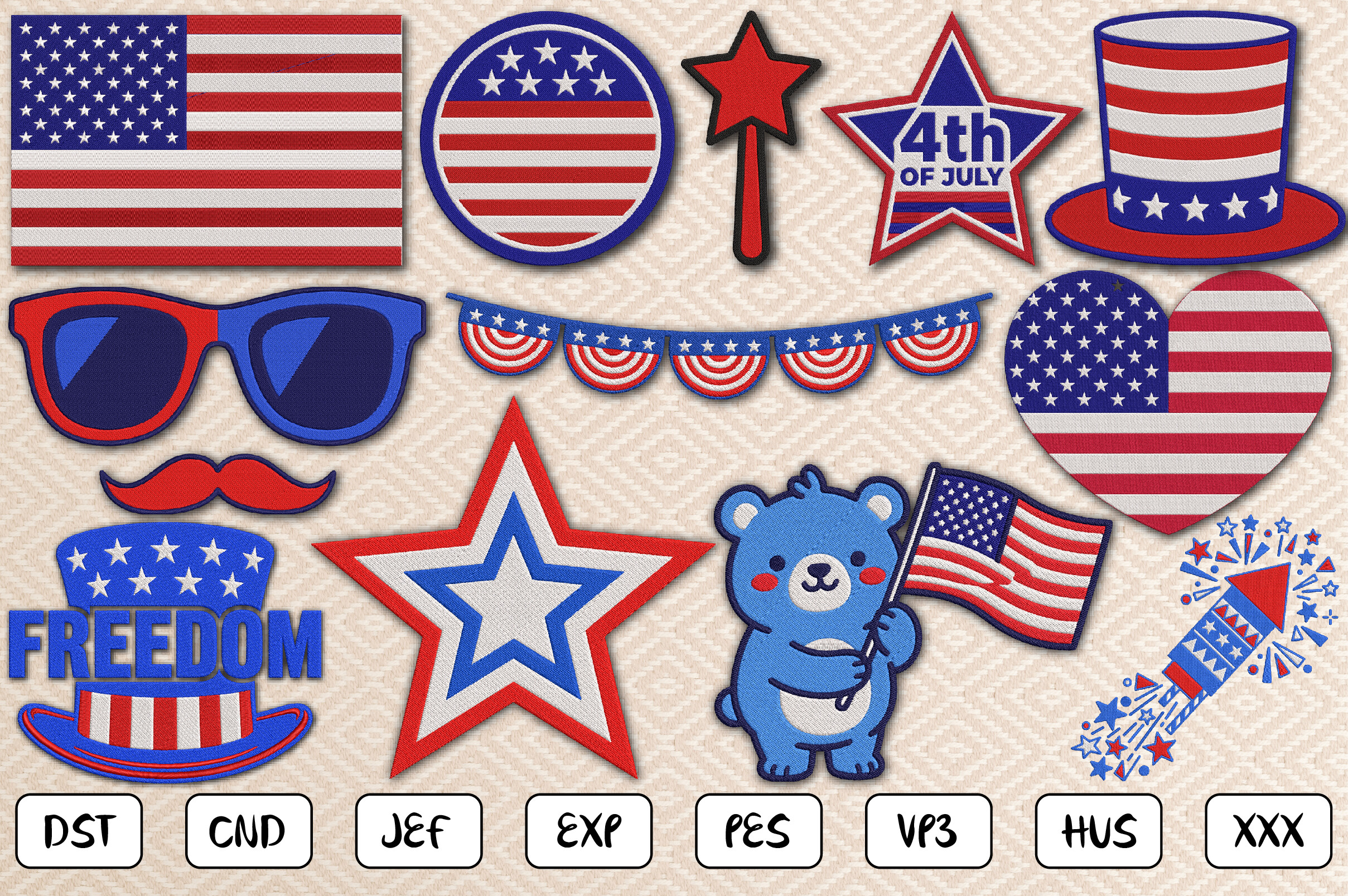 4th of July Embroidery Bundle