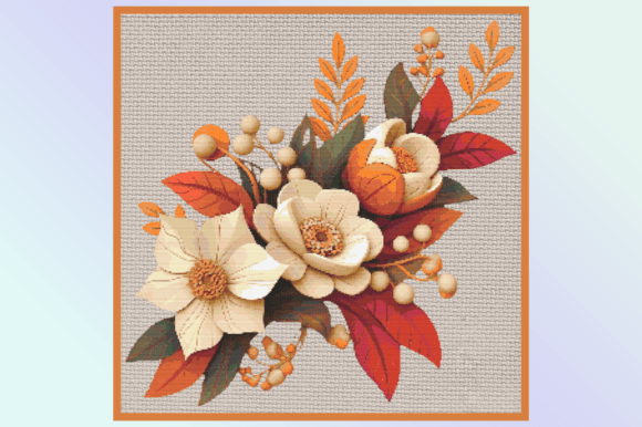 Autumn Floral Bouquet Cross-stitch