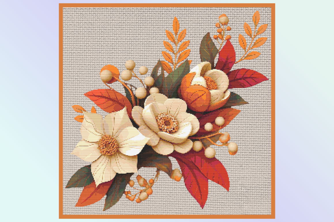 Autumn Floral Bouquet Cross-stitch